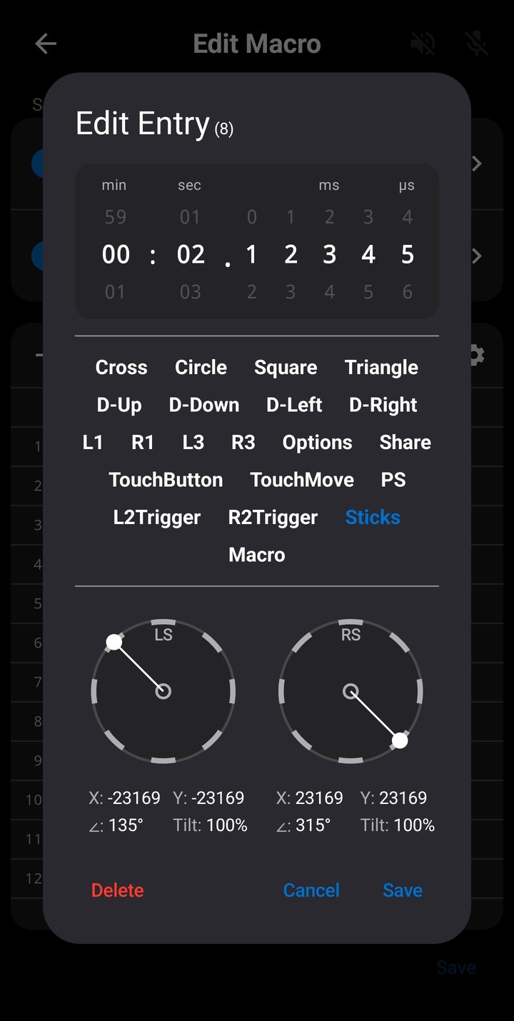Entry Editor dialog - sticks